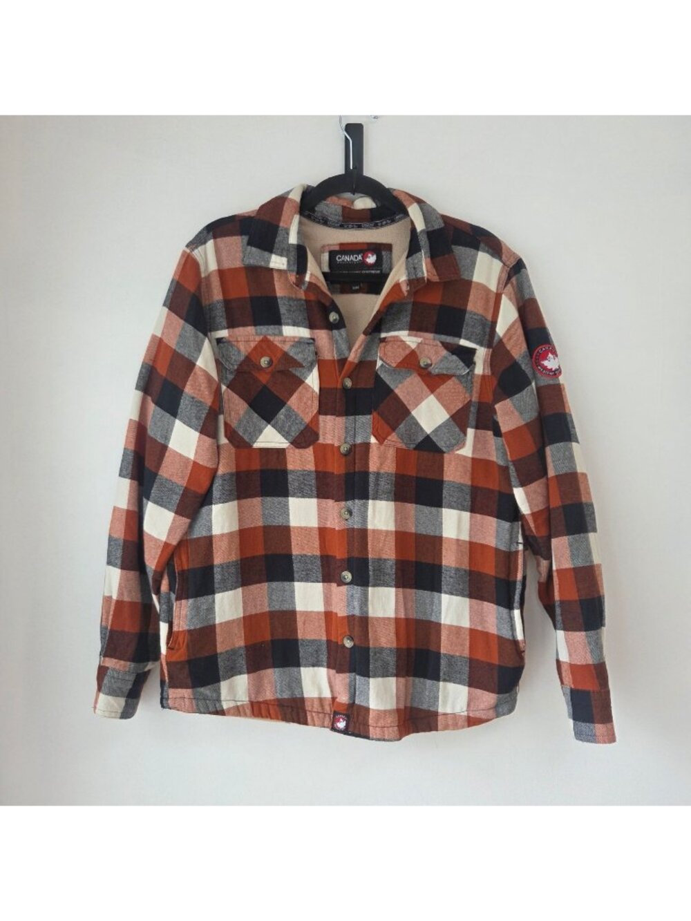 Canada Weathergear Plaid Flannel Shacket Long Sleeve Shirt Jacket Check M